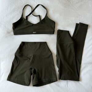 SET Active Sportbody Olive Leggings and Sports Bra Set